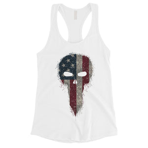 Vintage American Skull Womens Tank Top Cute 4th of July Outfits