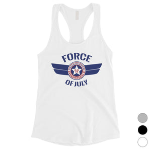 Force Of July Womens Racerback Workout Tank Top 4th Of July Outfit