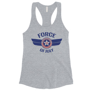 Force Of July Womens Racerback Workout Tank Top 4th Of July Outfit