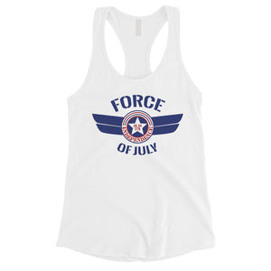 Force Of July Womens Racerback Workout Tank Top 4th Of July Outfit