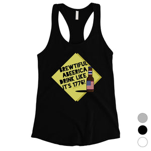 Brewtiful Abeerica Womens Funny 4th of July Racerback Tank Top Gift