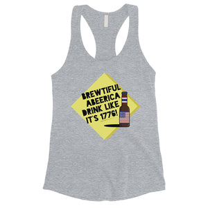 Brewtiful Abeerica Womens Funny 4th of July Racerback Tank Top Gift