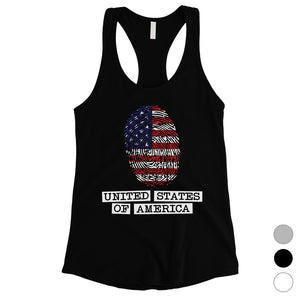 Fingerprint USA Flag Womens Racerback Tank Top 4th of July Outfit