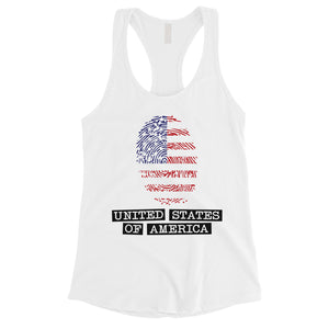 Fingerprint USA Flag Womens Racerback Tank Top 4th of July Outfit