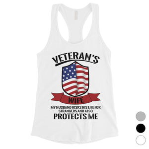 Veteran's Wife Shirt Womens Cute Graphic 4th of July Tank Top Gift