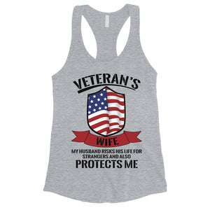 Veteran's Wife Shirt Womens Cute Graphic 4th of July Tank Top Gift