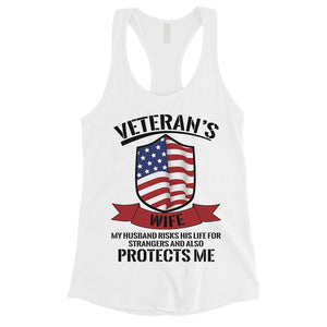 Veteran's Wife Shirt Womens Cute Graphic 4th of July Tank Top Gift