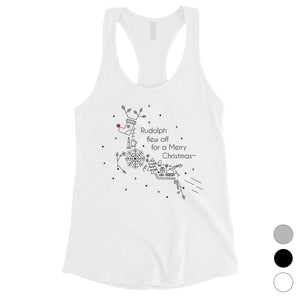 Line Art Rudolph Womens Tank Top