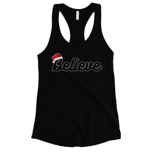 Believe Santa Hat Womens Tank Top