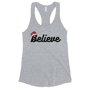 Believe Santa Hat Womens Tank Top