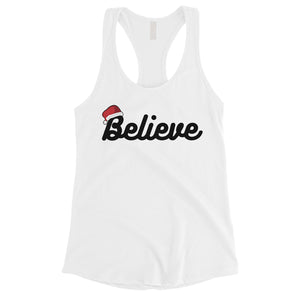 Believe Santa Hat Womens Tank Top