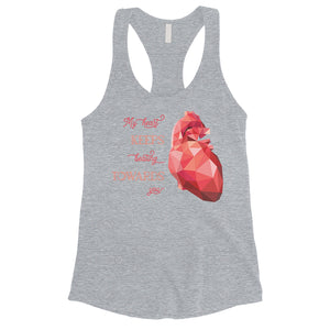 Geometric Heart Beating Womens Tank Top Cute Valentine's Day Gift