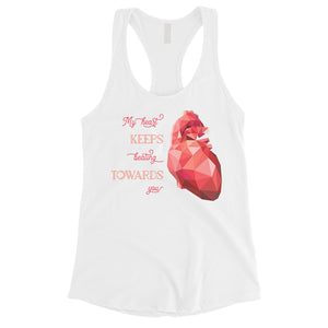 Geometric Heart Beating Womens Tank Top Cute Valentine's Day Gift