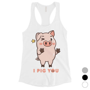 I Pig You Womens Cute Graphic Workout Tank Top Valentine's Day Gift