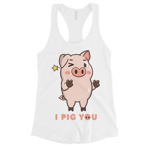 I Pig You Womens Cute Graphic Workout Tank Top Valentine's Day Gift