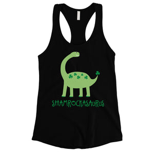 Shamrock Saurus Womens Tank Top Funny St Patrick's Day Shirt