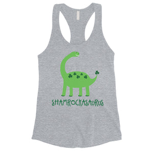 Shamrock Saurus Womens Tank Top Funny St Patrick's Day Shirt