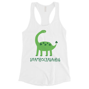 Shamrock Saurus Womens Tank Top Funny St Patrick's Day Shirt