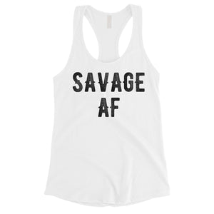 365 Printing Savage AF Womens Trendy Powerful Saying Humurous Tank Top