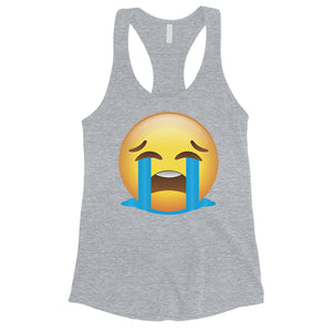 Emoji-Crying Womens Emotional Silly Down Simple Tank Top Costume