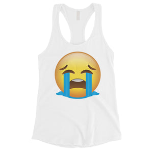 Emoji-Crying Womens Emotional Silly Down Simple Tank Top Costume