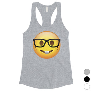 Emoji-Nerd Womens Simple Basic Loving Happy Cool Tank Top Gag Gift