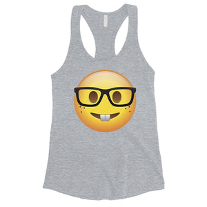 Emoji-Nerd Womens Simple Basic Loving Happy Cool Tank Top Gag Gift