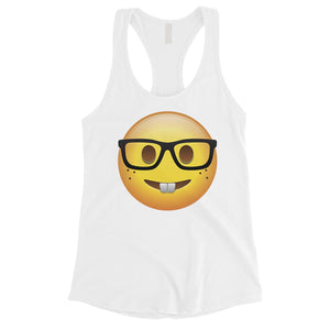 Emoji-Nerd Womens Simple Basic Loving Happy Cool Tank Top Gag Gift