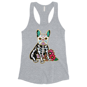 Frenchie Day Of Dead Funny Halloween Costume Cute Womens Tank Top