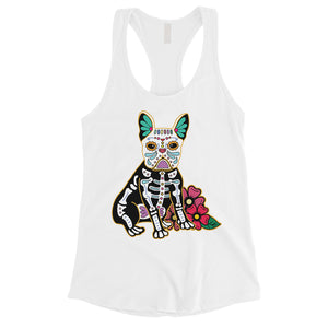 Frenchie Day Of Dead Funny Halloween Costume Cute Womens Tank Top