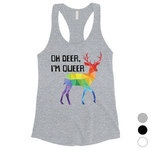 LGBT Deer Queer Rainbow Womens Tank Top