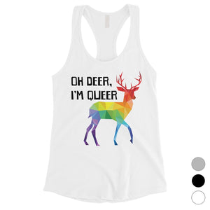 LGBT Deer Queer Rainbow Womens Tank Top