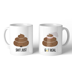 Poop Shit Got Real Funny Matching Couple Mugs Unique Wedding Gifts