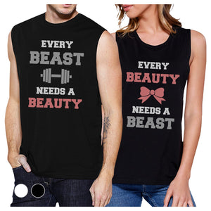 Every Beast Beauty Couples Muscle Tank Tops Funny Workout Gifts