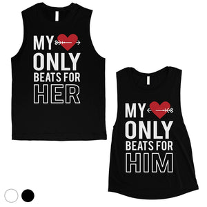 My Heart Beats For Her Him Cute Matching Couple Muscle Tank Top