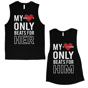 My Heart Beats For Her Him Cute Matching Couple Muscle Tank Top