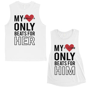 My Heart Beats For Her Him Cute Matching Couple Muscle Tank Top