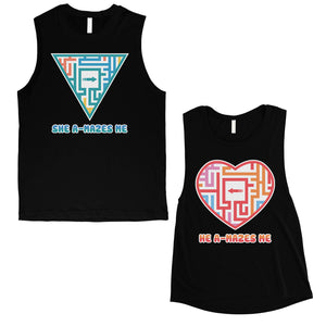 A-Mazes Me Matching Muscle Tank Tops For Cute Valentine's Day Gift