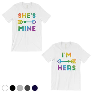 LGBT She's Mine I'm Hers Rainbow White Matching Shirts
