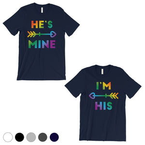 LGBT He's Mine I'm His Rainbow Navy Matching Shirts