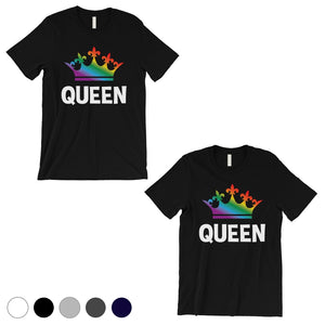 LGBT Queen Queen Rainbow Crown Black Matching Shirts