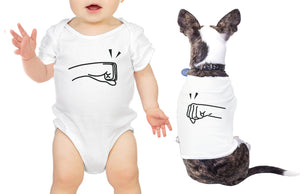 Fists Pound Baby and Pet Matching White Shirts