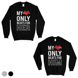 My Heart Beats For Her Him Matching Sweatshirt Pullover Cute Gift