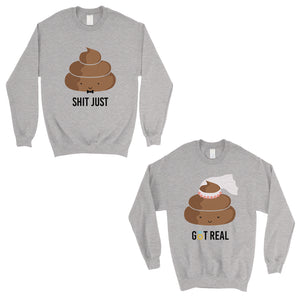 Poop Shit Got Real Matching Sweatshirt Pullover Unique Couples Gift