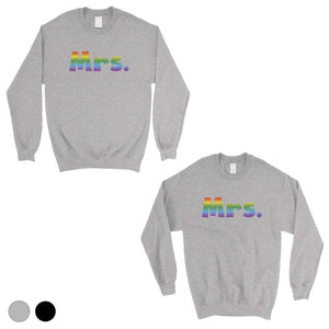 LGBT Mrs. Mrs. Rainbow Matching Couple SweatShirts