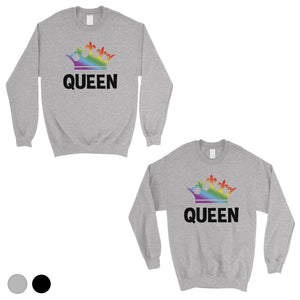 LGBT Queen Queen Rainbow Crown Matching Couple SweatShirts