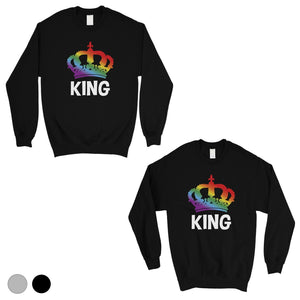 LGBT King King Rainbow Crown Matching Couple SweatShirts