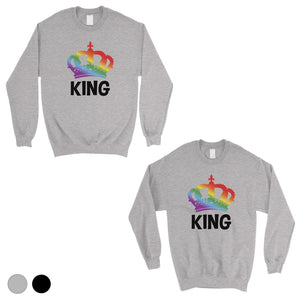 LGBT King King Rainbow Crown Matching Couple SweatShirts