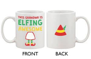 Cute Holiday Coffee Mug for Grandmother - This Grandma Is Elfing Awesome - 365INLOVE