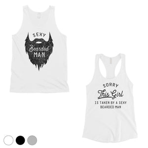 Taken By Sexy Bearded Man Matching Couple Tank Tops Valentine's Day